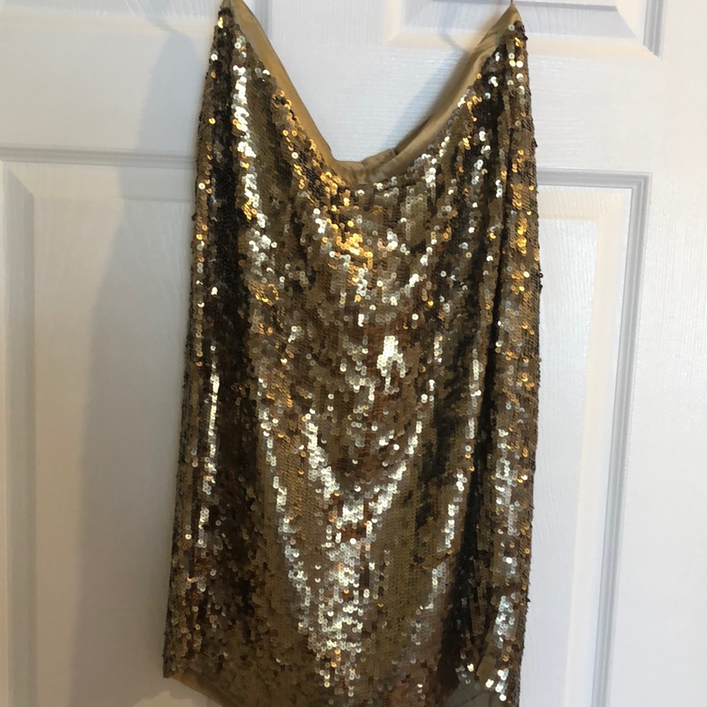 Badgley Mischka gold sequin skirt